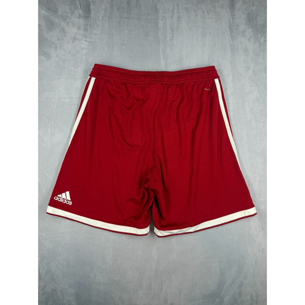 Adidas Embroidered Climalite Men's Shorts L Red 3-Stripe Athletic Gym 7” Inseam - Picture 3 of 11